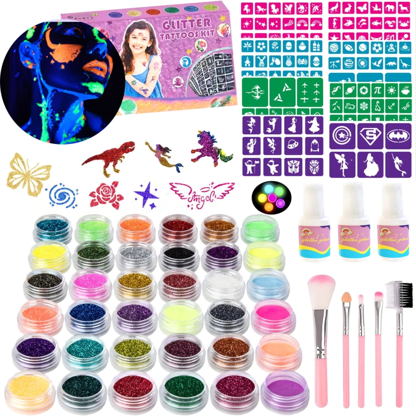 ZESTAW DO ROBIENIA TATUAŻY BROKATOWYCH DLA DZIECI SZABLONY ZMYWALNE BROKATY 6.jpg