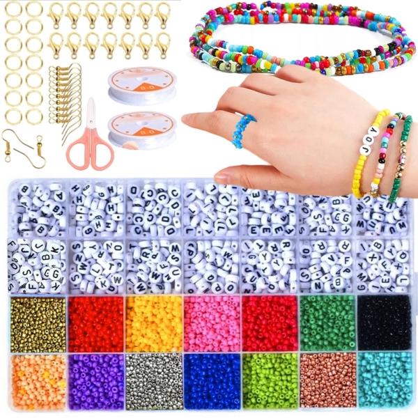 ZESTAW DO ROBIENIA BRANSOLETEK KORALIKI DO BIŻUTERII LITERKI 1.jpg