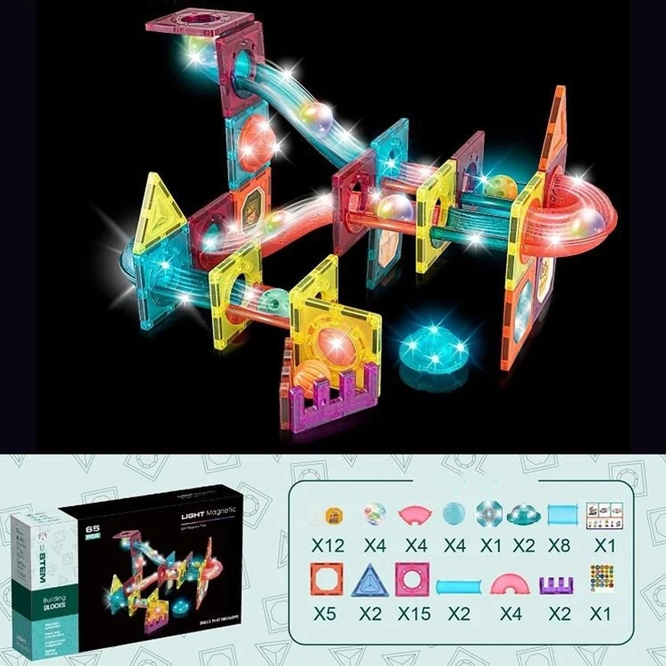 KLOCKI MAGNETYCZNE konstrukcyjne edukacyjne puzzle kolorowe ŚWIECĄCE BMC-1017 4.jpg