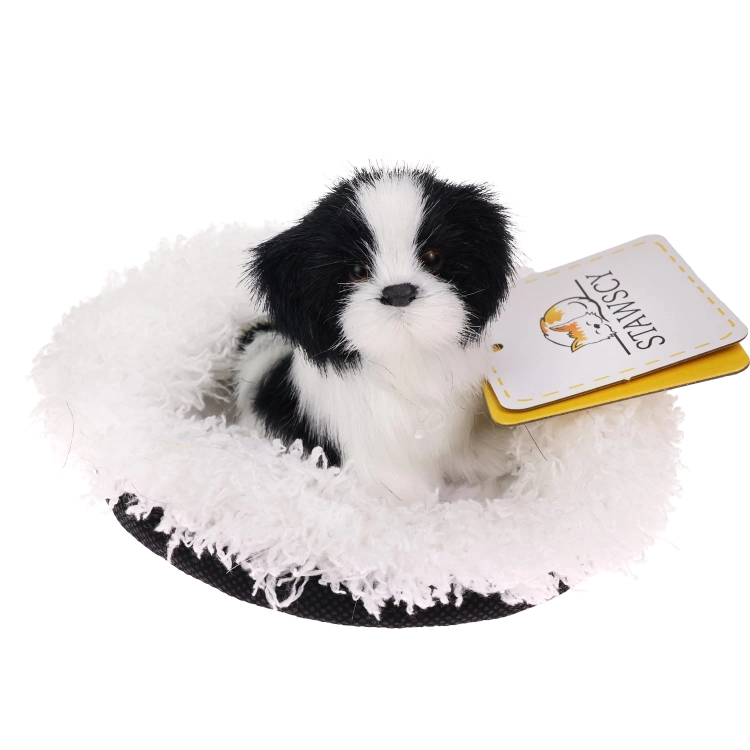 Realistyczny Piesek Figurka Na Poduszce w Posłanku Maskotka Stawscy Border Collie 2.jpg