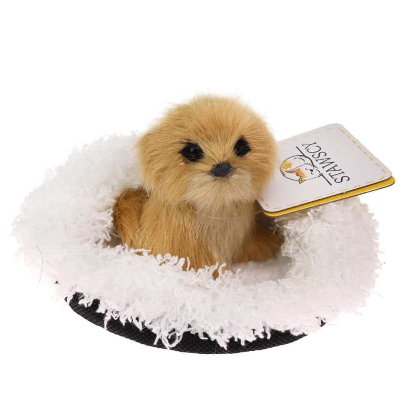 Realistyczny Piesek Figurka Na Poduszce w Posłanku Maskotka Stawscy Golden Retriever 2.jpg