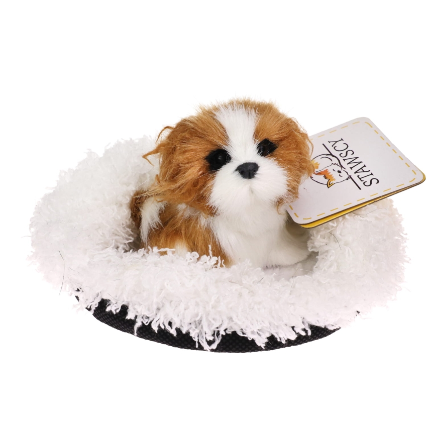 Realistyczny Piesek Figurka Na Poduszce w Posłanku Maskotka Stawscy Cocker Spaniel 2.jpg