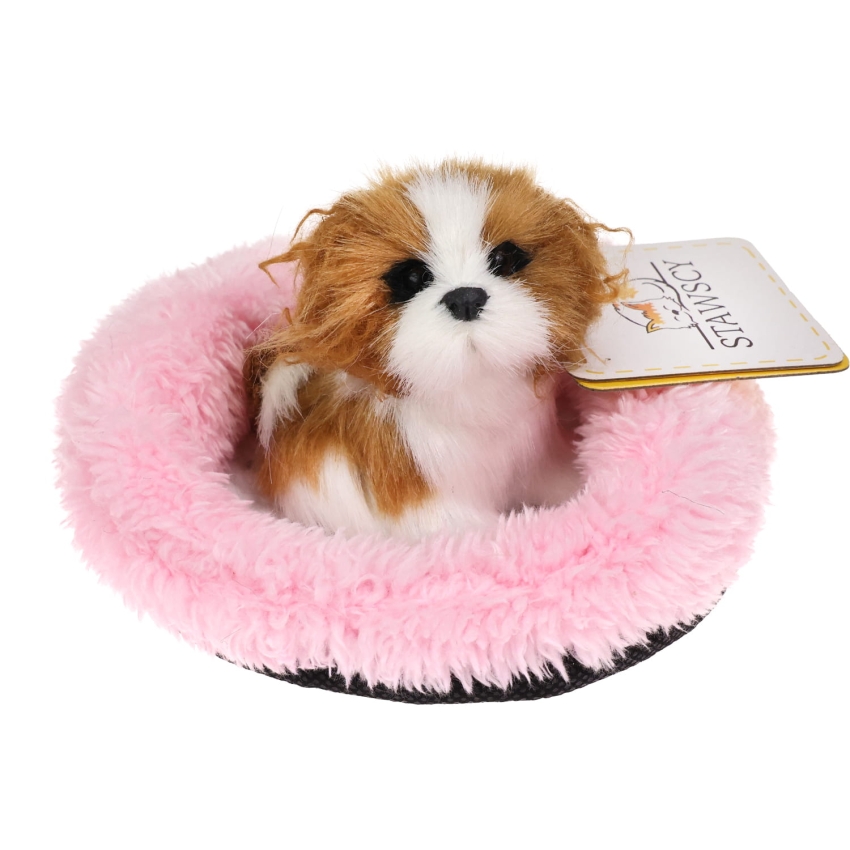 Realistyczny Piesek Figurka Na Poduszce w Posłanku Maskotka Stawscy Cocker Spaniel 3.jpg