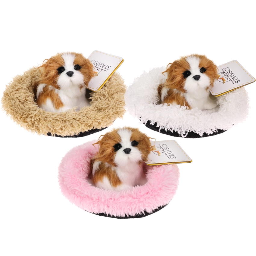 Realistyczny Piesek Figurka Na Poduszce w Posłanku Maskotka Stawscy Cocker Spaniel 00.jpg