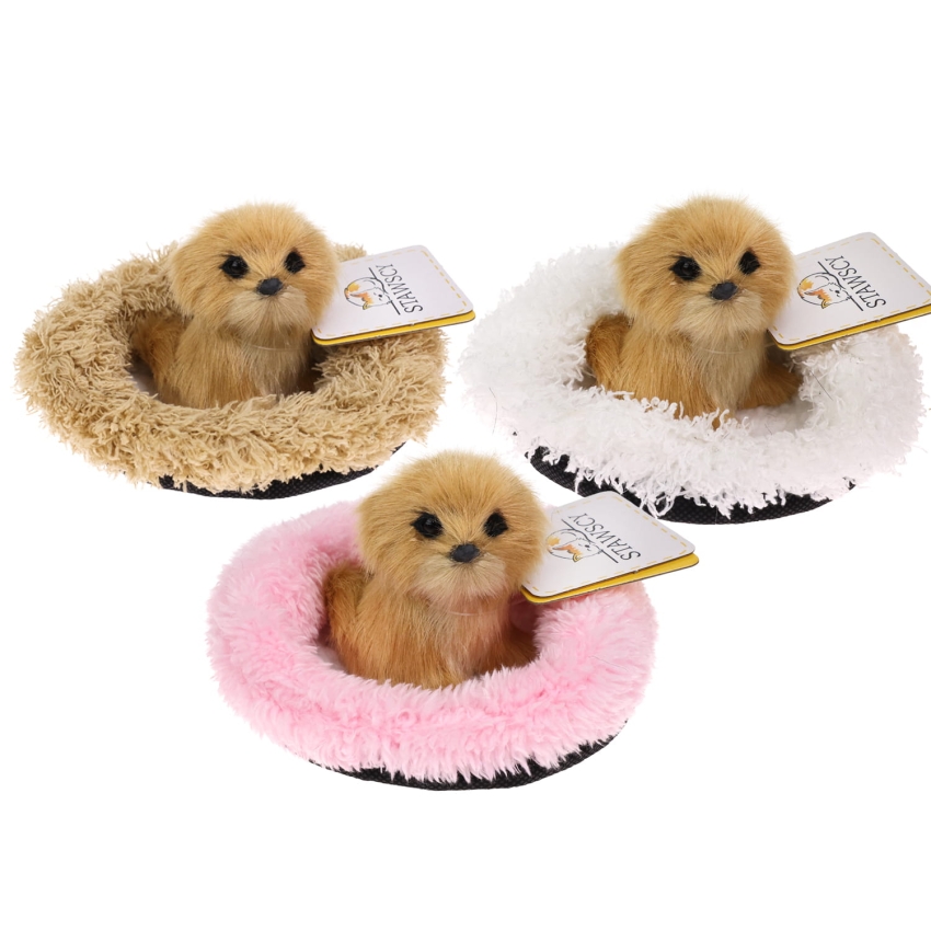 Realistyczny Piesek Figurka Na Poduszce w Posłanku Maskotka Stawscy Golden Retriever 00.jpg