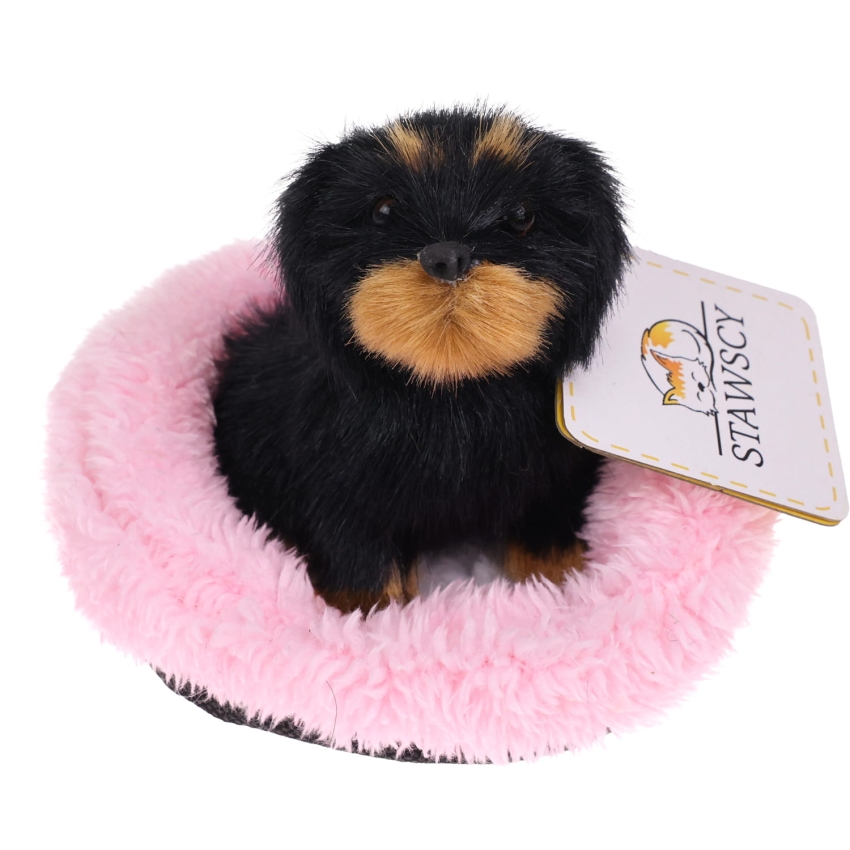 Realistyczny Piesek Figurka Na Poduszce w Posłanku Maskotka Stawscy Rottweiler 3.jpg