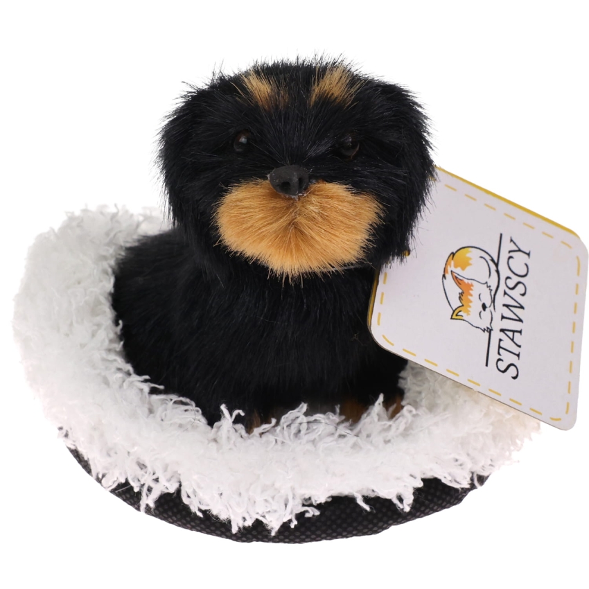 Realistyczny Piesek Figurka Na Poduszce w Posłanku Maskotka Stawscy Rottweiler 2.jpg