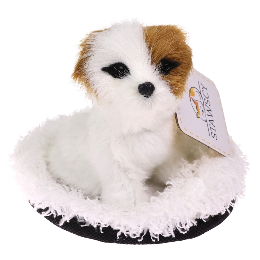 Realistyczny Piesek Figurka Na Poduszce w Posłanku Maskotka Stawscy Jack Russell Terrier 2.jpg