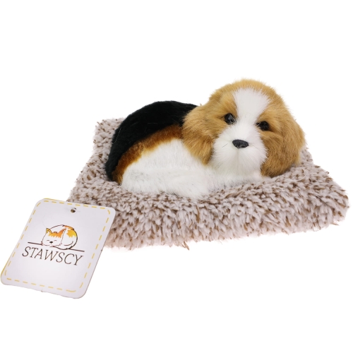 Realistyczny Piesek Śpiący Figurka Na Poduszce w Posłanku Maskotka Stawscy Beagle.jpg