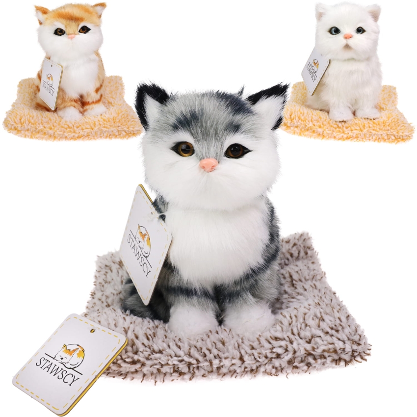Realistyczny Kotek Figurka Na Poduszce w Posłanku Maskotka Stawscy 0.jpg
