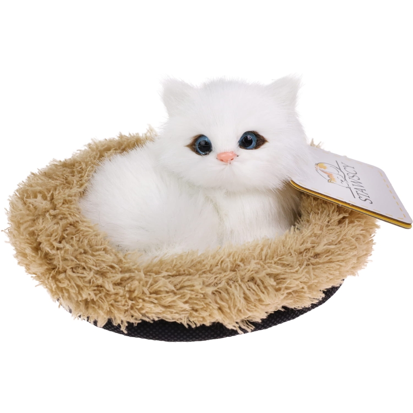 Realistyczny Kotek Figurka Na Poduszce w Posłanku Maskotka Stawscy 2.jpg