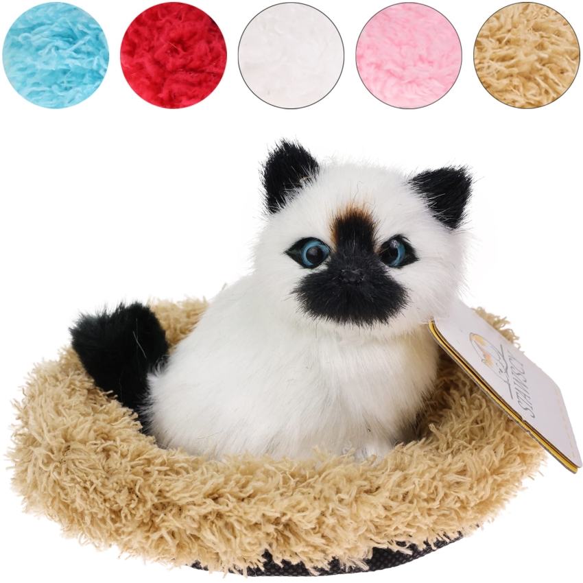 Realistyczny Kotek Figurka Na Poduszce w Posłanku Maskotka Stawscy Birmański 0.jpg