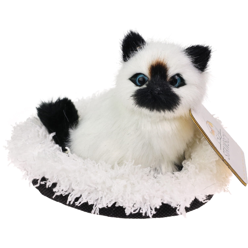 Realistyczny Kotek Figurka Na Poduszce w Posłanku Maskotka Stawscy Birmański 3.jpg