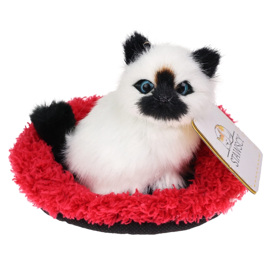 Realistyczny Kotek Figurka Na Poduszce w Posłanku Maskotka Stawscy Birmański 5.jpg