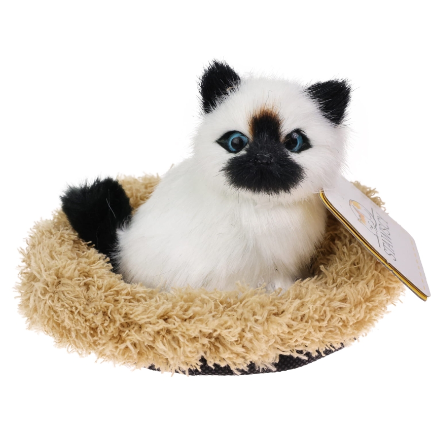 Realistyczny Kotek Figurka Na Poduszce w Posłanku Maskotka Stawscy Birmański 2.jpg