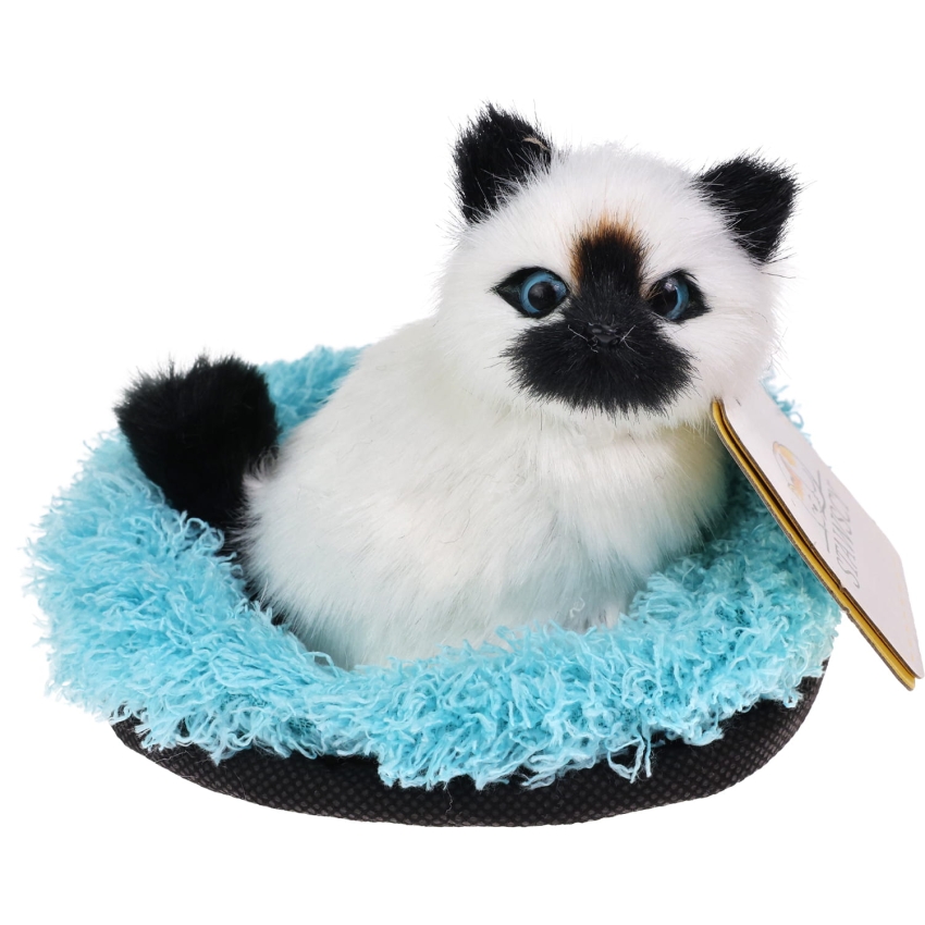 Realistyczny Kotek Figurka Na Poduszce w Posłanku Maskotka Stawscy Birmański 4.jpg