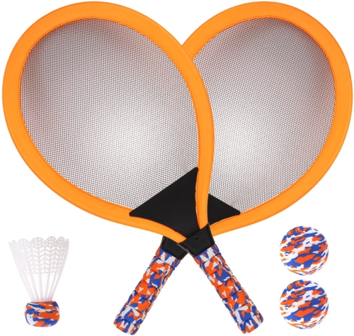 BADMINTON RAKIETKA DO GRY ZABAWY PIŁKA LOTKA STAWSCY pomarańcz.jpg