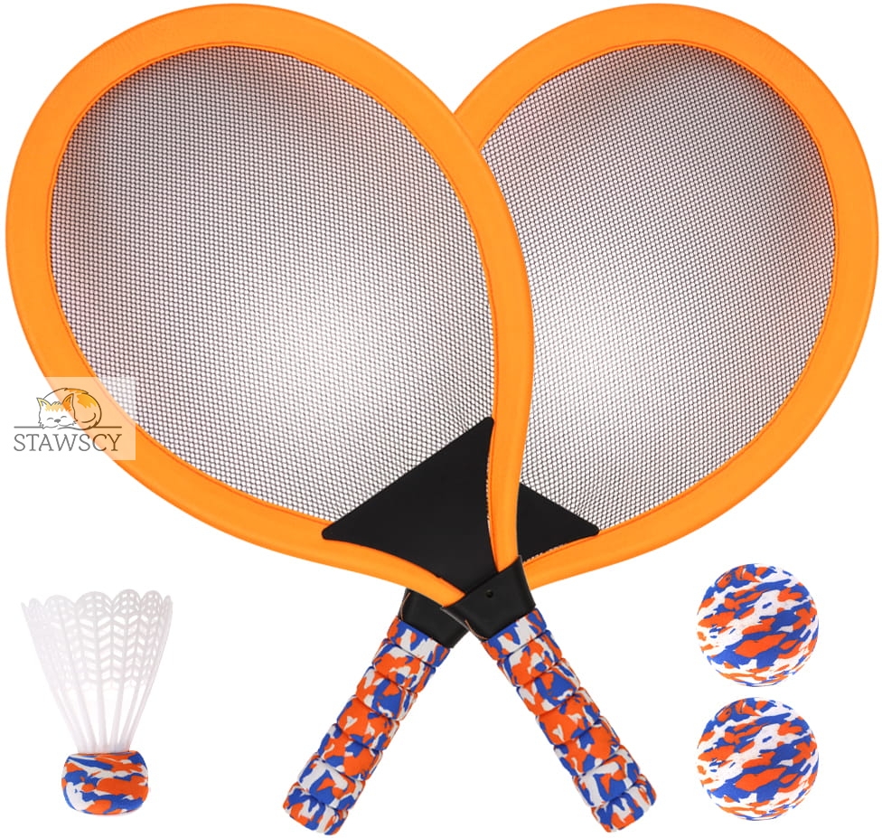 BADMINTON RAKIETKA DO GRY ZABAWY PIŁKA LOTKA STAWSCY pomarańcz.jpg