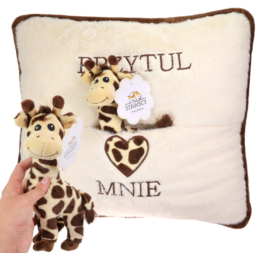 ŻYRAFA Maskotka Przytulanka Poduszka z Maskotką Zestaw na Prezent narodziny urodziny 2.jpg