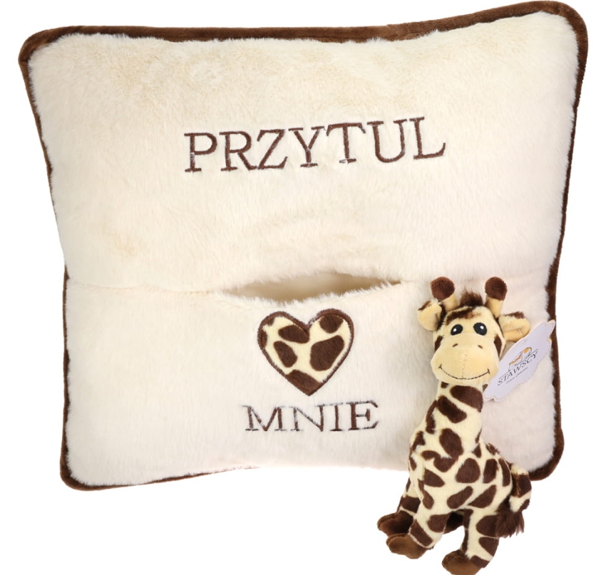 ŻYRAFA Maskotka Przytulanka Poduszka z Maskotką Zestaw na Prezent narodziny urodziny.jpg