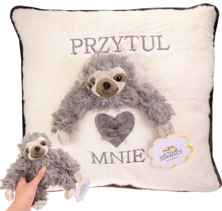 LENIWIEC Maskotka Przytulanka Poduszka z Maskotką Zestaw na Prezent narodziny urodziny 2.jpg