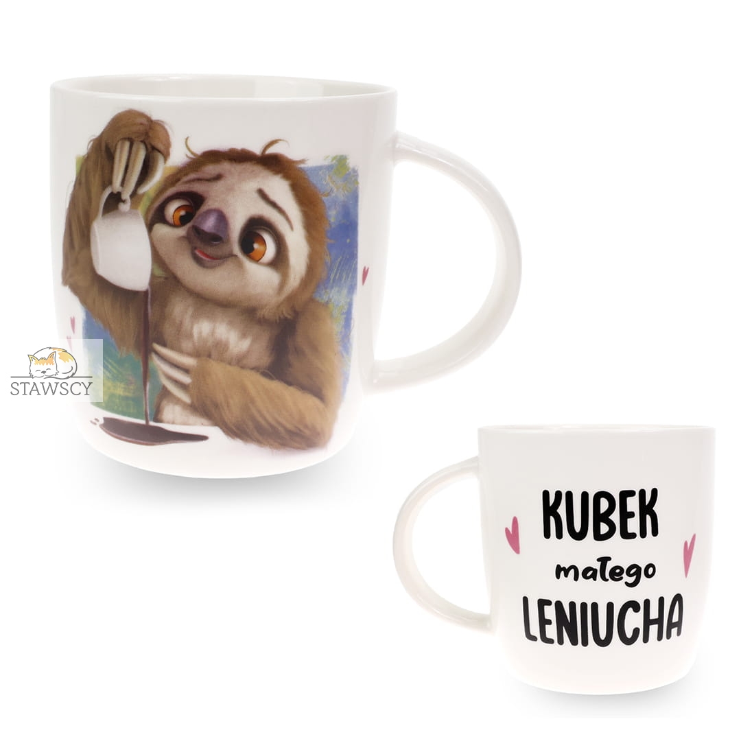 Porcelanowy Kubek Stawscy z Napisem do Kawy Herbaty Zapakowany na Prezent w Dekoracyjne Pudełko LENIWIEC - Kubek małego leniucha 3.jpg