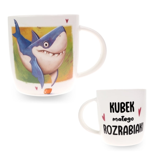 Porcelanowy Kubek Stawscy z Napisem do Kawy Herbaty Zapakowany na Prezent w Dekoracyjne Pudełko REKIN - Kubek Małego Rozrabiaki 3.jpg