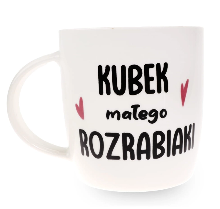 Porcelanowy Kubek z Napisem do Kawy Herbaty Zapakowany na Prezent w Dekoracyjne Pudełko REKIN - Kubek Małego Rozrabiaki.jpg