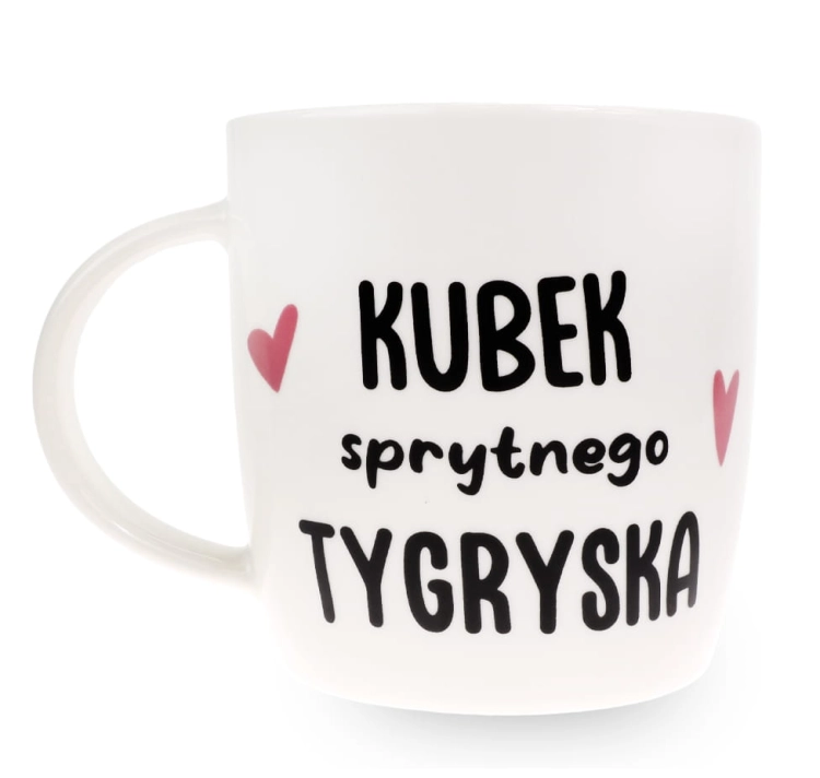 Porcelanowy Kubek z Napisem do Kawy Herbaty Zapakowany na Prezent w Dekoracyjne Pudełko TYGRYS - Kubek sprytnego tygryska.jpg