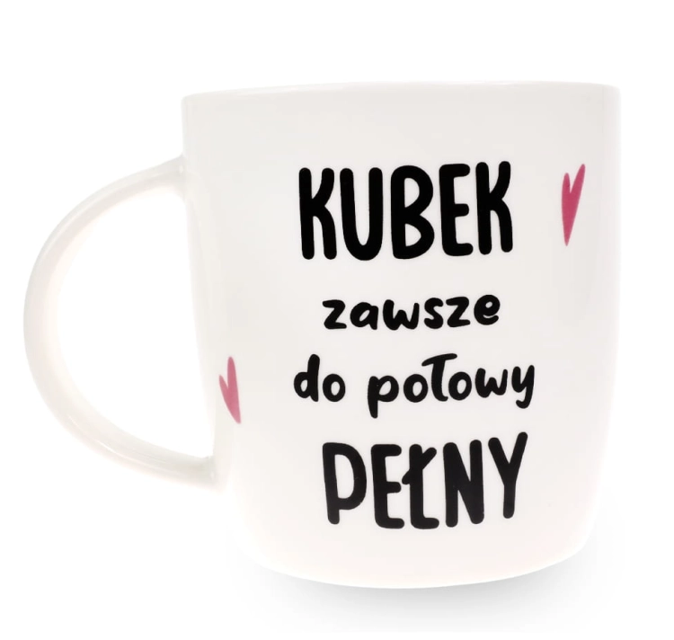 Porcelanowy Kubek z Napisem do Kawy Herbaty Zapakowany na Prezent w Dekoracyjne Pudełko ALPAKA LAMA - Kubek zawsze do połowy pełny.jpg