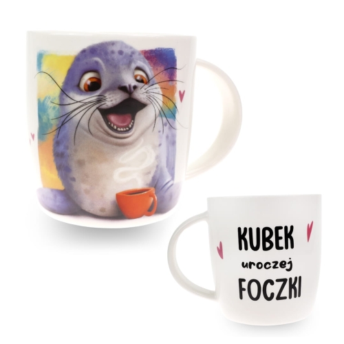Porcelanowy Kubek z Napisem do Kawy Herbaty Zapakowany na Prezent w Dekoracyjne Pudełko FOKA - Kubek uroczej foczki 3.jpg