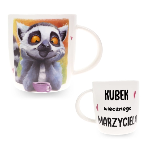 Porcelanowy Kubek Stawscy z Napisem do Kawy Herbaty Zapakowany na Prezent w Dekoracyjne Pudełko LEMUR - Kubek wiecznego Marzyciela 3.jpg