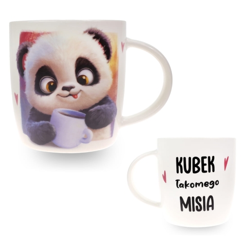 Porcelanowy Kubek Stawscy z Napisem do Kawy Herbaty Zapakowany na Prezent w Dekoracyjne Pudełko PANDA - Kubek Łakomego Misia 3.jpg