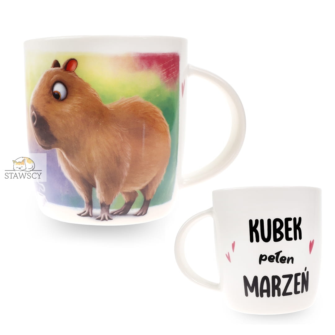 Porcelanowy Kubek z Napisem do Kawy Herbaty Zapakowany na Prezent w Dekoracyjne Pudełko KAPIBARA - Kubek Pełen Marzeń 3.jpg