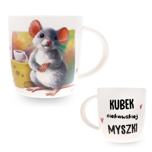 Porcelanowy Kubek Stawscy z Napisem do Kawy Herbaty Zapakowany na Prezent w Dekoracyjne Pudełko MYSZKA - Kubek ciekawskiej myszki 3.jpg