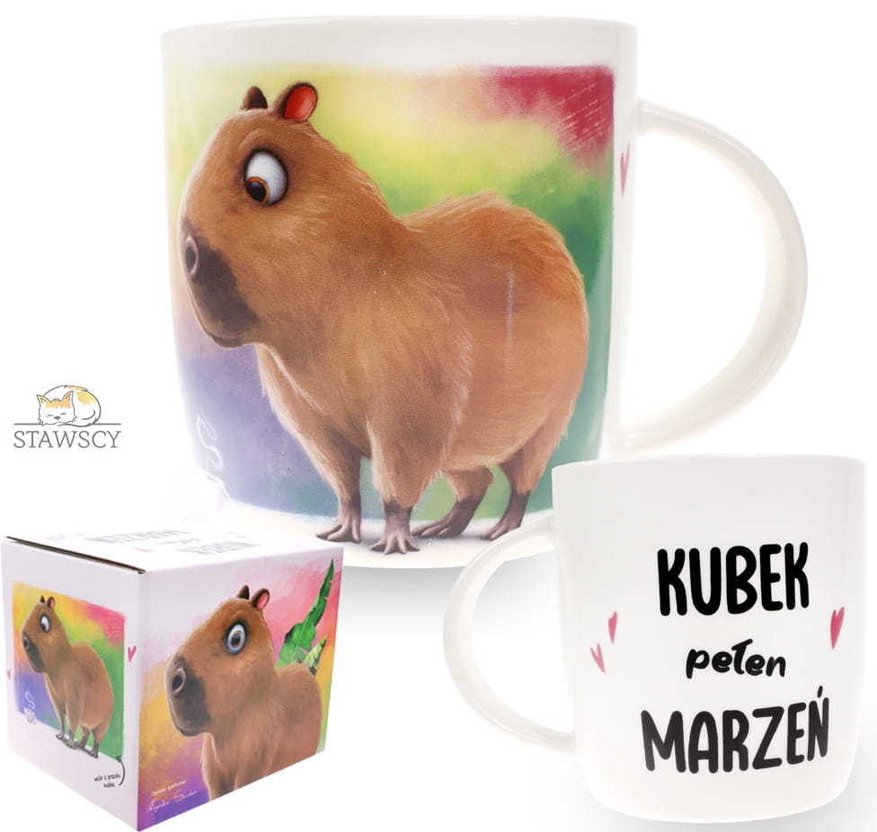 0 Porcelanowy Kubek z Napisem do Kawy Herbaty Zapakowany na Prezent w Dekoracyjne Pudełko KAPIBARA - Kubek Pełen Marzeń.jpg
