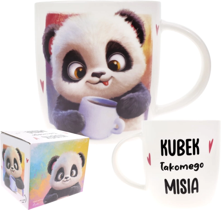 Porcelanowy Kubek Stawscy z Napisem do Kawy Herbaty Zapakowany na Prezent w Dekoracyjne Pudełko PANDA - Kubek Łakomego Misia 5.jpg
