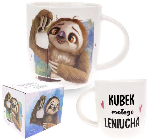 Porcelanowy Kubek Stawscy z Napisem do Kawy Herbaty Zapakowany na Prezent w Dekoracyjne Pudełko LENIWIEC - Kubek małego leniucha 6.jpg