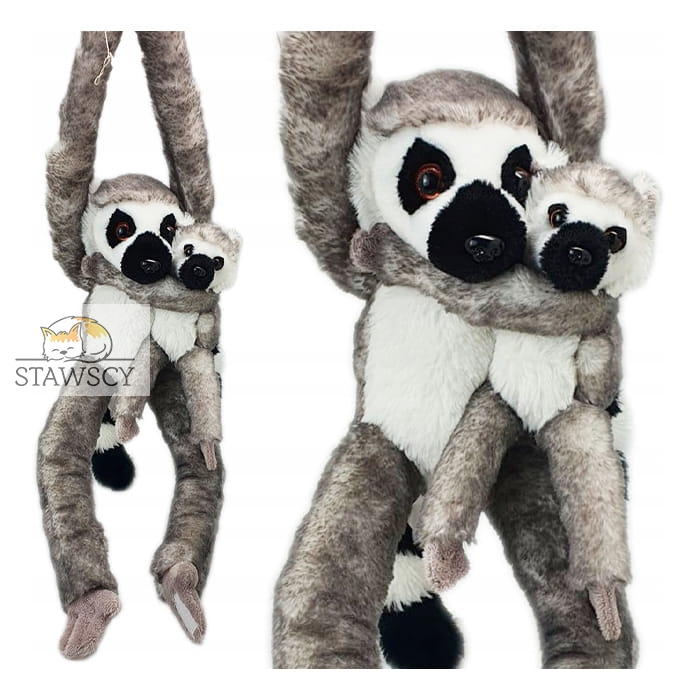 pluszowy LEMUR Z DZIECKIEM maskotka na rzepy pluszak wiszaca stawscy przytulanka.jpg