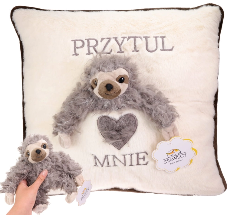 LENIWIEC Maskotka Przytulanka Poduszka z Maskotką Zestaw na Prezent narodziny urodziny 2.jpg