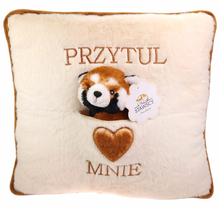 PANDA RUDA Maskotka Przytulanka Poduszka z Maskotką Zestaw na Prezent narodziny urodziny.jpg