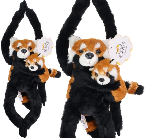 PANDA RUDA Z DZIECKIEM NA RZEPY WISZACA STAWSCY MASKOTKA PLUSZOWA.jpg