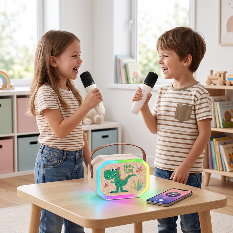 ZESTAW DO KARAOKE Z DWOMA MIKROFONAMI I FUNKCJĄ BLOUTOOTH POŁĄCZENIE Z TELEFONEM DLA DZIECI 3.png
